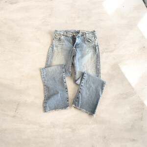 AG Adriano Goldschmied Mari Crop High Rise Straight Leg Jeans in Light Blue